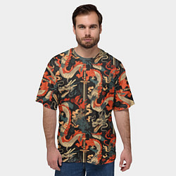 Футболка оверсайз мужская Паттерн с драконом, цвет: 3D-принт — фото 2