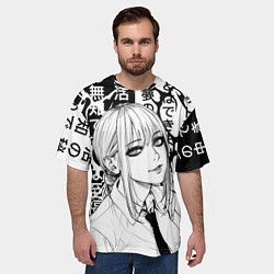 Футболка оверсайз мужская Макима аниме черно белое, цвет: 3D-принт — фото 2