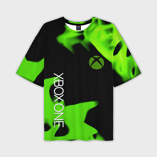 Мужская футболка оверсайз Xbox one green flame / 3D-принт – фото 1