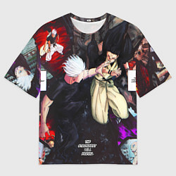 Мужская футболка оверсайз Сукуна против годжо в цвете - Магическая битва