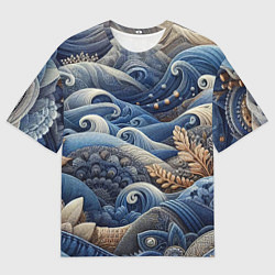 Футболка оверсайз мужская Джинсовые волны - нейросеть, цвет: 3D-принт