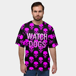 Футболка оверсайз мужская Watch dogs neon skull, цвет: 3D-принт — фото 2