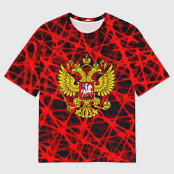 Мужская футболка оверсайз Россия текстура символика
