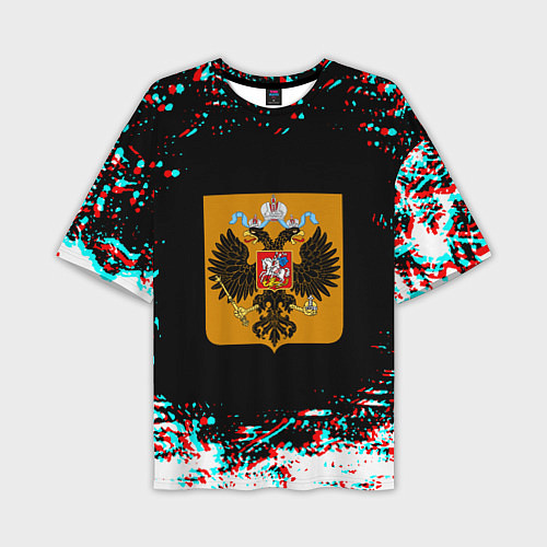 Мужская футболка оверсайз Российская империя герб глитч / 3D-принт – фото 1