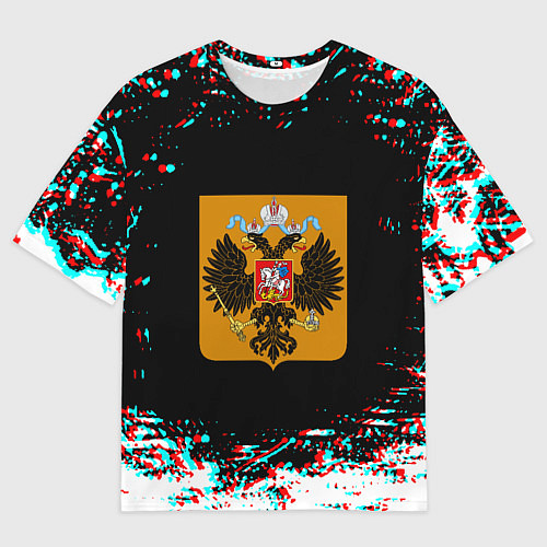 Мужская футболка оверсайз Российская империя герб глитч / 3D-принт – фото 1