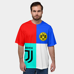 Футболка оверсайз мужская Juventus x Borussia, цвет: 3D-принт — фото 2