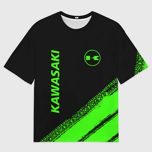 Мужская футболка оверсайз Kawasaki - logo / 3D-принт – фото 1