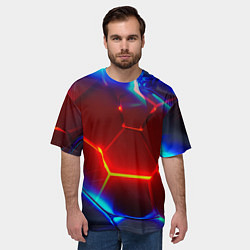 Футболка оверсайз мужская Красные плиты с ярким светом, цвет: 3D-принт — фото 2