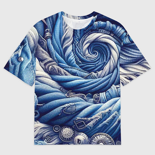 Мужская футболка оверсайз Denim funnel - fashion trend / 3D-принт – фото 1
