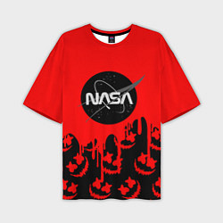 Мужская футболка оверсайз Marshmello x Nasa red