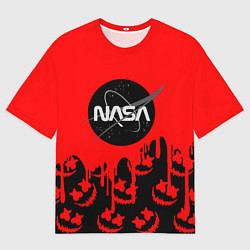 Футболка оверсайз мужская Marshmello x Nasa red, цвет: 3D-принт