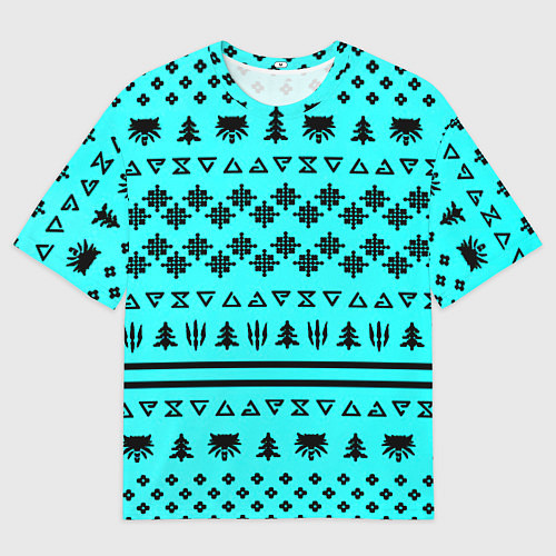 Мужская футболка оверсайз Ведьмак зимний паттерн / 3D-принт – фото 1