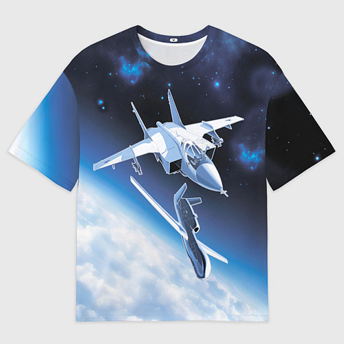 Мужская футболка оверсайз Атака МиГ-31 на Глобал Хок / 3D-принт – фото 1