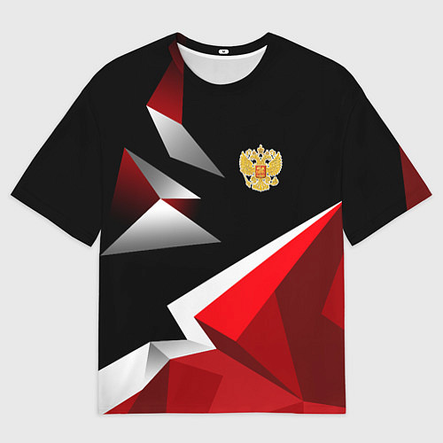 Мужская футболка оверсайз Russia uniform - красный и черный / 3D-принт – фото 1