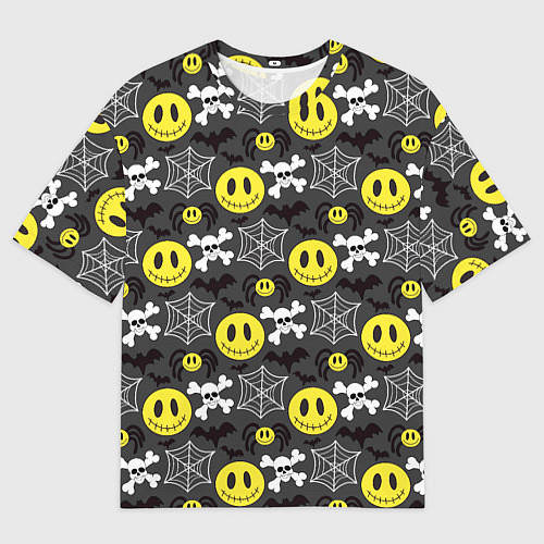 Мужская футболка оверсайз Смайлик хэллоуин / 3D-принт – фото 1
