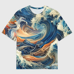 Мужская футболка оверсайз Джинсовый шторм - нейросеть