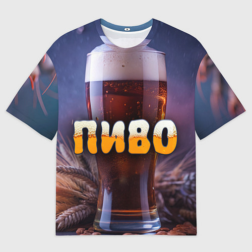 Мужская футболка оверсайз Пиво с раками / 3D-принт – фото 1