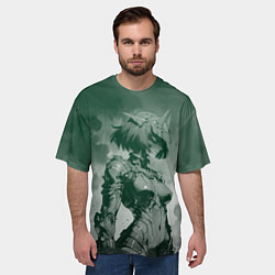 Футболка оверсайз мужская Боевая девушка-андроид с каре, цвет: 3D-принт — фото 2