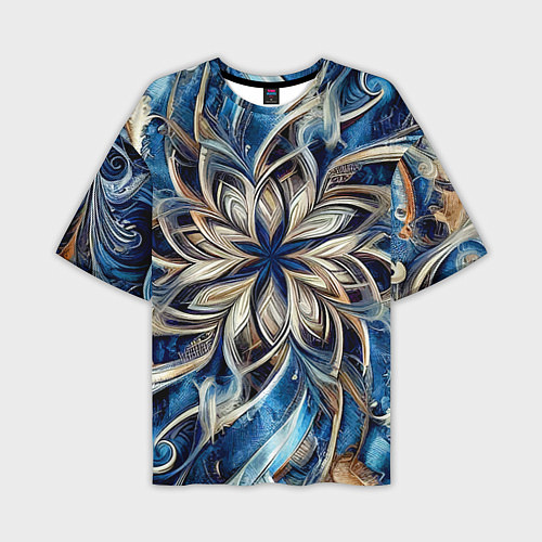 Мужская футболка оверсайз Джинса и цветочный орнамент - нейросеть / 3D-принт – фото 1