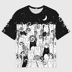 Футболка оверсайз мужская Коты с креативными хвостами, цвет: 3D-принт