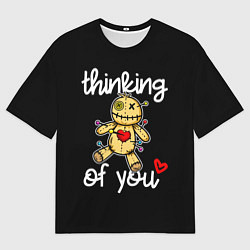 Мужская футболка оверсайз Думаю о тебе - кукла вуду