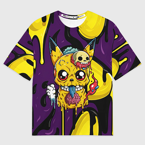 Мужская футболка оверсайз Зомби Пикачу и желтые пятна / 3D-принт – фото 1