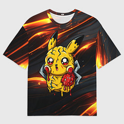 Мужская футболка оверсайз Растекшийся Пикачу зомби