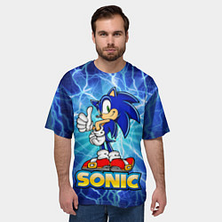 Футболка оверсайз мужская Соник синий еж, цвет: 3D-принт — фото 2