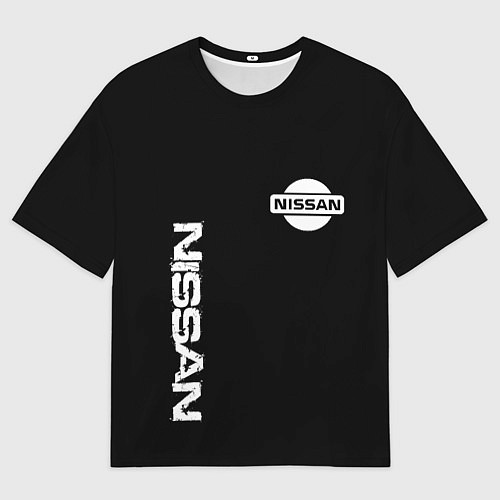 Мужская футболка оверсайз Nissan logo white auto / 3D-принт – фото 1