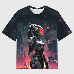 Футболка оверсайз мужская Девушка-андроид в футуристичной броне, цвет: 3D-принт