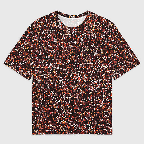 Мужская футболка оверсайз Тёмный красный паттерн мелкая мозаика / 3D-принт – фото 1