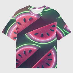 Футболка оверсайз мужская Дольки арбуза неон, цвет: 3D-принт