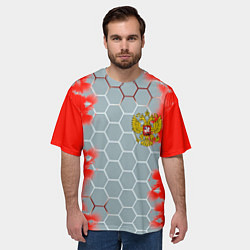 Футболка оверсайз мужская Россия абстрактные соты, цвет: 3D-принт — фото 2