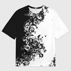Футболка оверсайз мужская Чёрно белый стильный узор, цвет: 3D-принт