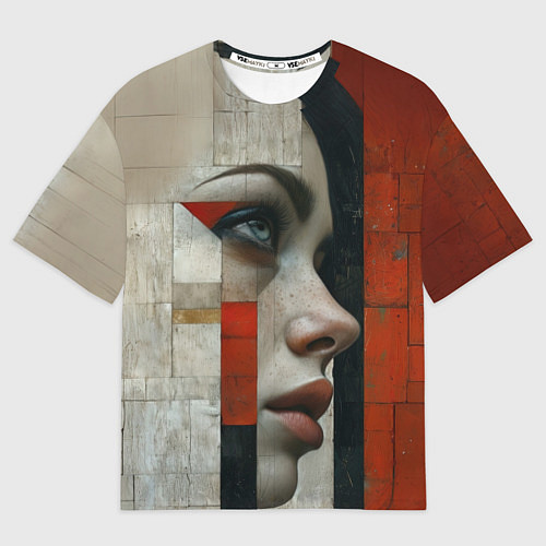 Мужская футболка оверсайз Девушка в профиль с голубыми глазами / 3D-принт – фото 1