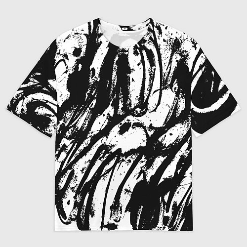 Мужская футболка оверсайз Чёрно-белая абстракция: нейросеть / 3D-принт – фото 1