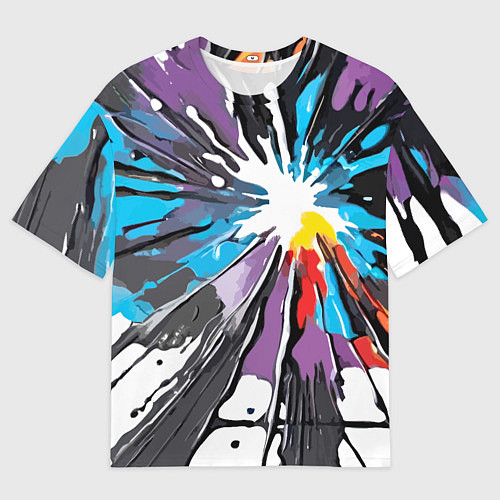 Мужская футболка оверсайз Кляксы краски - абстракция / 3D-принт – фото 1