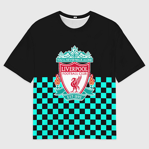Мужская футболка оверсайз Liverpool fc sport клетка / 3D-принт – фото 1