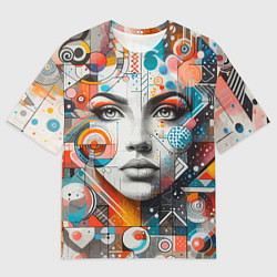 Футболка оверсайз мужская Лицо прекрасной девушки - граффити, цвет: 3D-принт