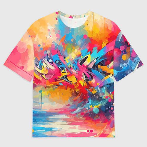 Мужская футболка оверсайз Красочная абстракция - импрессионизм / 3D-принт – фото 1