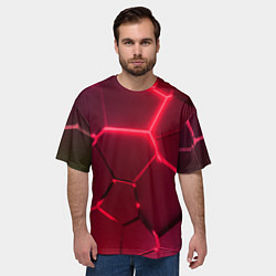 Футболка оверсайз мужская Маджента неоновые плиты в разломе, цвет: 3D-принт — фото 2