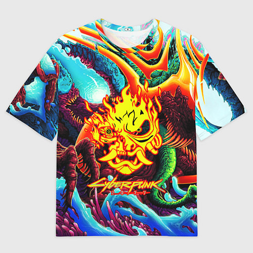 Мужская футболка оверсайз Cyberpunk hyperbeast steel / 3D-принт – фото 1