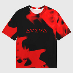 Мужская футболка оверсайз Ведьмак лого огонь