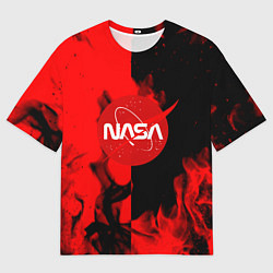 Мужская футболка оверсайз NASA красный огонь