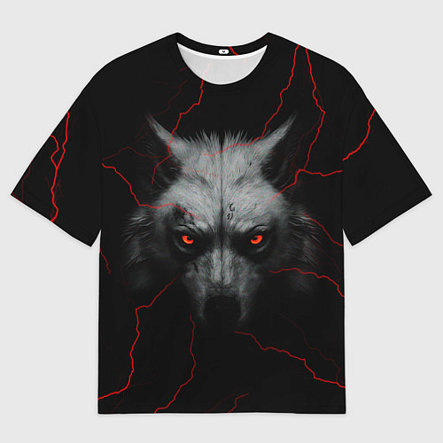Мужская футболка оверсайз Волк и молний / 3D-принт – фото 1