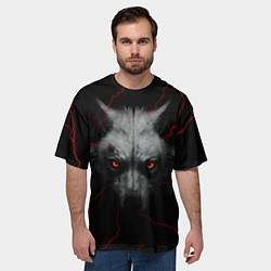 Футболка оверсайз мужская Волк и молний, цвет: 3D-принт — фото 2