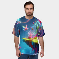 Футболка оверсайз мужская Космическая фантазия - нейросеть, цвет: 3D-принт — фото 2