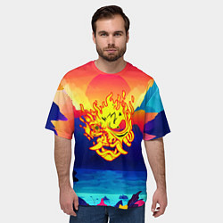Футболка оверсайз мужская Samurai fire logo japan, цвет: 3D-принт — фото 2