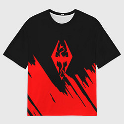 Мужская футболка оверсайз The elder scrolls красные штрихи