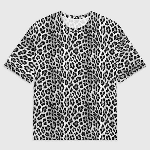 Мужская футболка оверсайз Черно-белая шкура леопарда / 3D-принт – фото 1